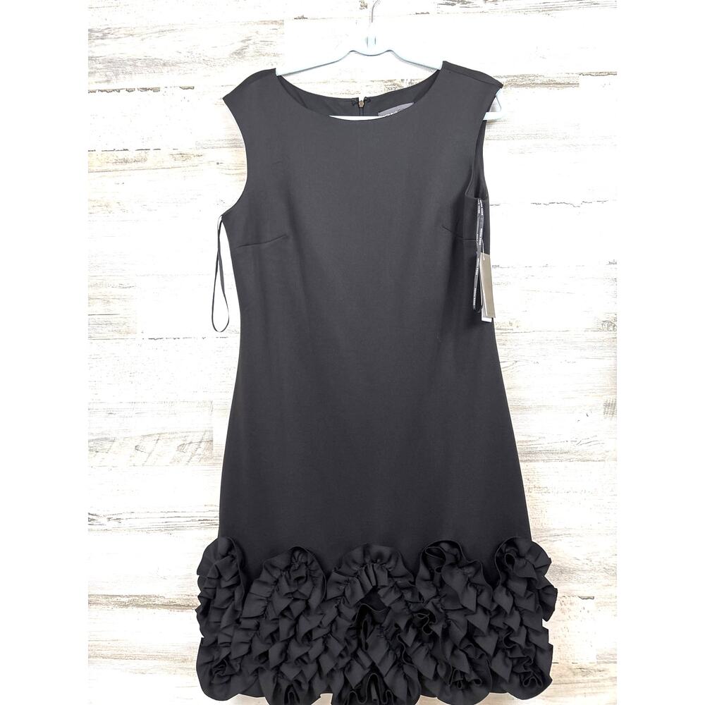 Donna Ricco Black Floral Hem Mini Dress Womens 12 Sleeveless Party Dress NWT